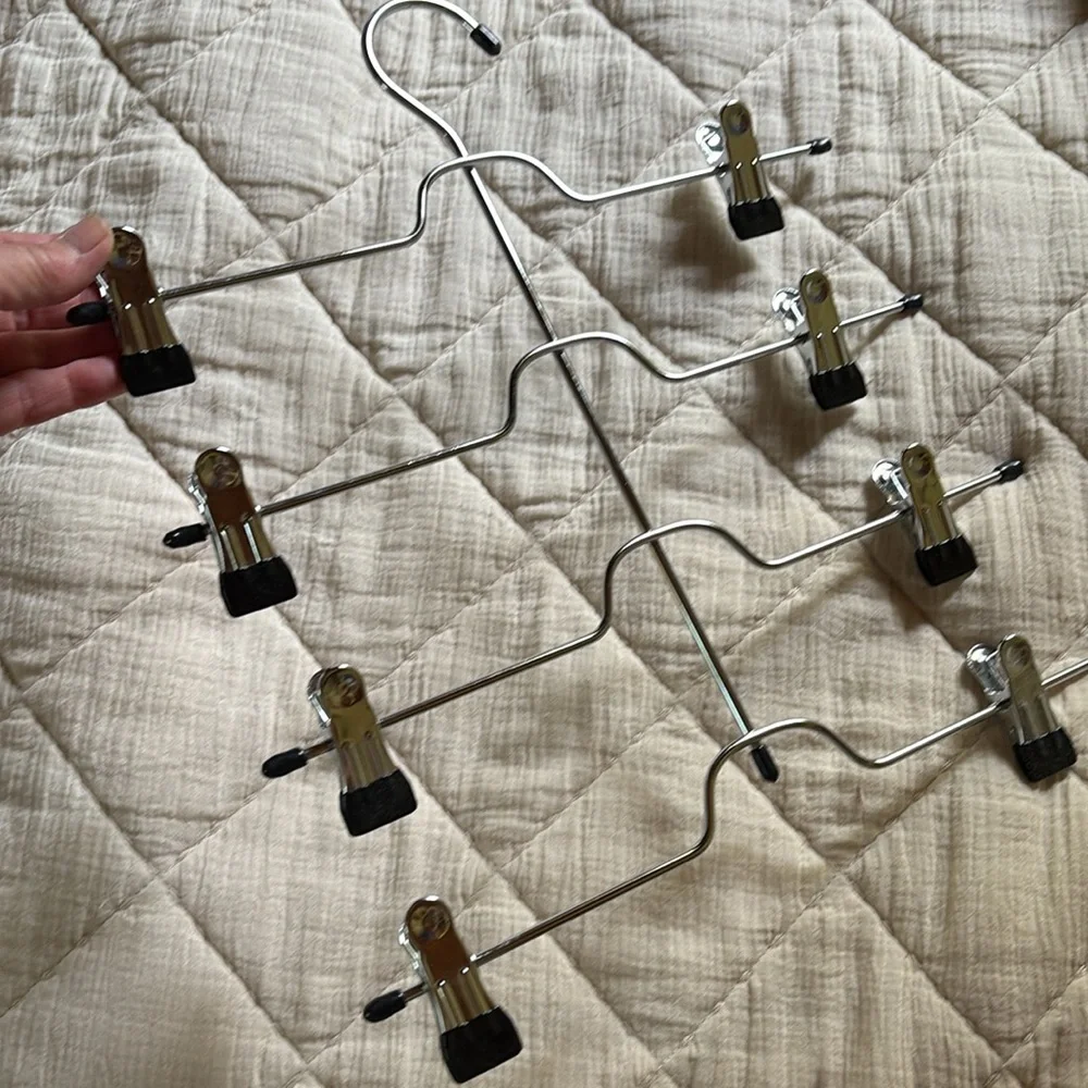 Silver Multi-Tier Hanger with Black Clips